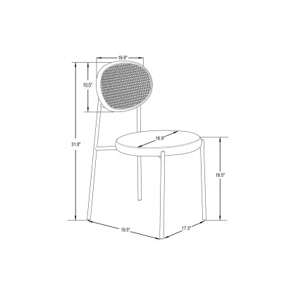 LeisureMod Euston Modern Wicker Dining Chair With Velvet Round Seat (Set Of 2) - Black