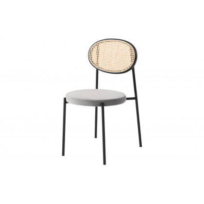 LeisureMod - Euston Modern Wicker Dining Chair With Velvet Round Seat