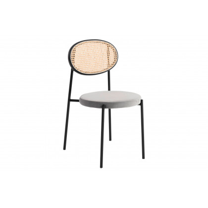 LeisureMod - Euston Modern Wicker Dining Chair With Velvet Round Seat (Set Of 2)