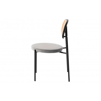 LeisureMod Euston Modern Wicker Dining Chair With Velvet Round Seat (Set Of 2) - Gray