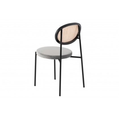 LeisureMod Euston Modern Wicker Dining Chair With Velvet Round Seat (Set Of 2) - Gray