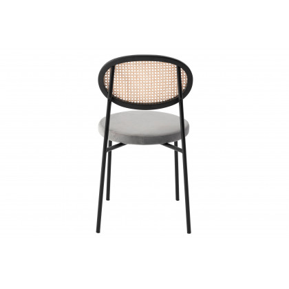 LeisureMod Euston Modern Wicker Dining Chair With Velvet Round Seat (Set Of 2) - Gray