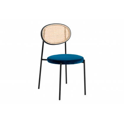 LeisureMod - Euston Modern Wicker Dining Chair With Velvet Round Seat