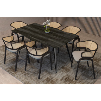 LeisureMod Ervilla Modern Dining Chair With Stainless Steel Legs Velvet Seat And Wicker Back - Beige