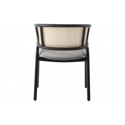 LeisureMod Ervilla Modern Dining Chair With Stainless Steel Legs Velvet Seat And Wicker Back - Beige