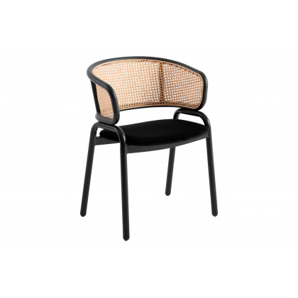LeisureMod - Ervilla Modern Dining Chair With Stainless Steel Legs Velvet Seat And Wicker Back
