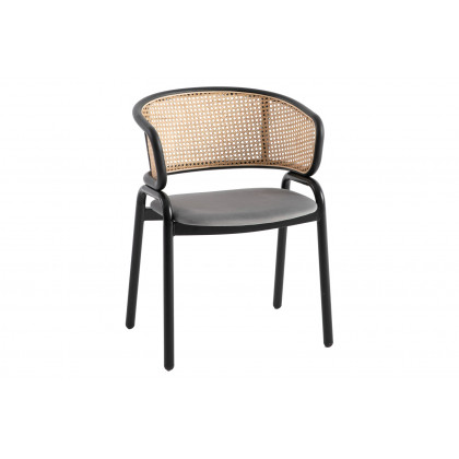 LeisureMod - Ervilla Modern Dining Chair With Stainless Steel Legs Velvet Seat And Wicker Back