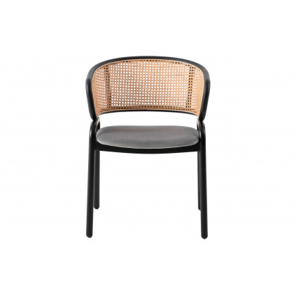LeisureMod Ervilla Modern Dining Chair With Stainless Steel Legs Velvet Seat And Wicker Back (Set Of 2) - Gray