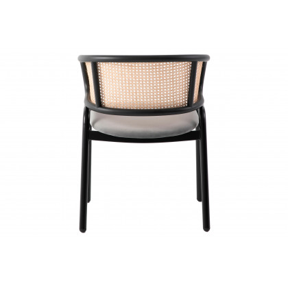 LeisureMod Ervilla Modern Dining Chair With Stainless Steel Legs Velvet Seat And Wicker Back (Set Of 4) - Gray