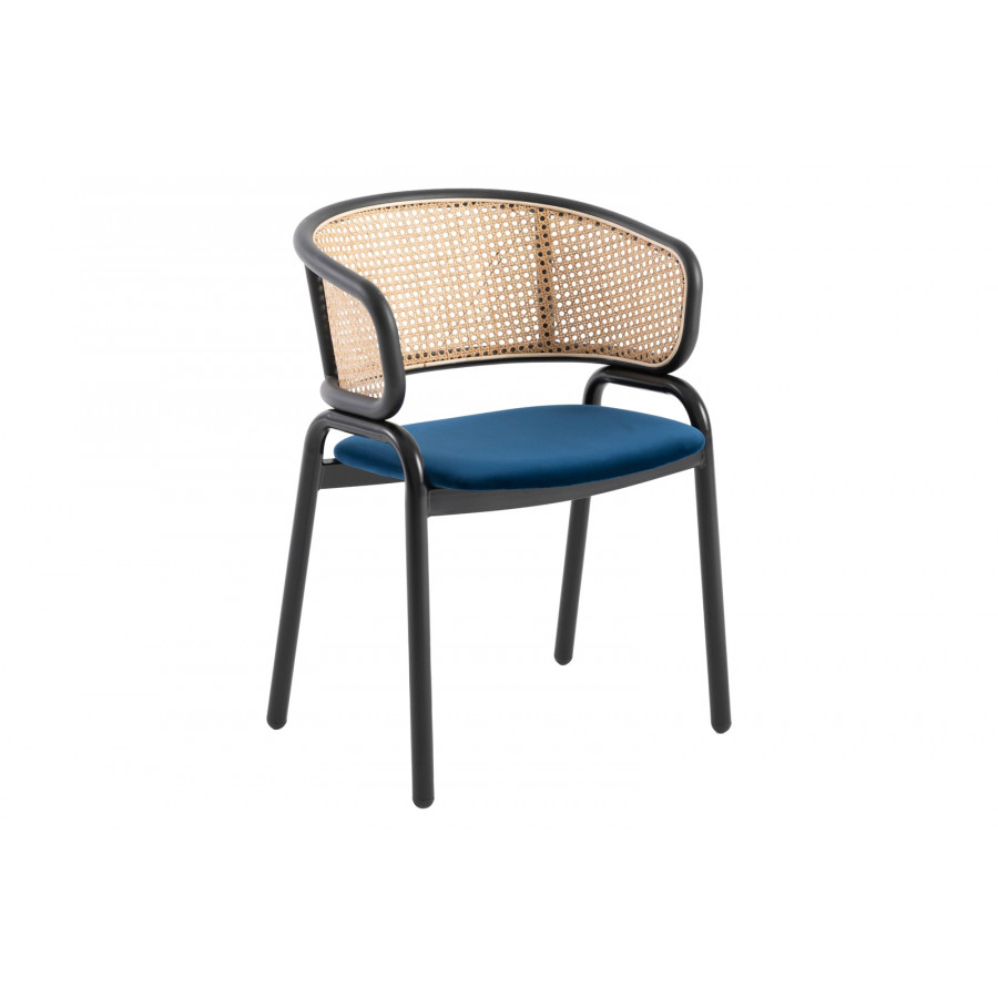 LeisureMod - Ervilla Modern Dining Chair With Stainless Steel Legs Velvet Seat And Wicker Back