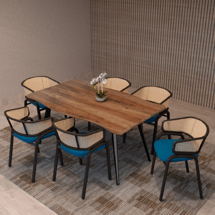 LeisureMod - Ervilla Modern Dining Chair With Stainless Steel Legs Velvet Seat And Wicker Back