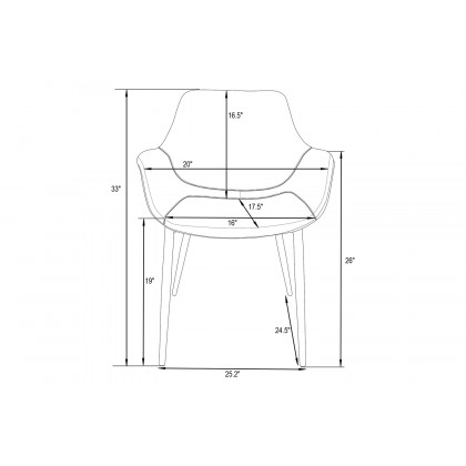 LeisureMod Markley Modern Leather Dining Arm Chair with Black Metal Legs - Light Brown