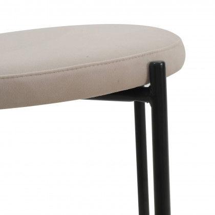 LeisureMod Euston Mid-Century Modern Wicker Bar Stool with Black Powder Coated Steel Frame and Footrest - Beige