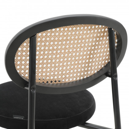 LeisureMod Euston Mid-Century Modern Wicker Bar Stool with Black Powder Coated Steel Frame and Footrest - Black