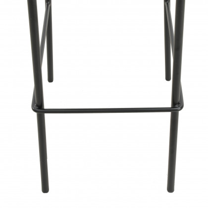 LeisureMod Euston Mid-Century Modern Wicker Bar Stool with Black Powder Coated Steel Frame and Footrest - Black