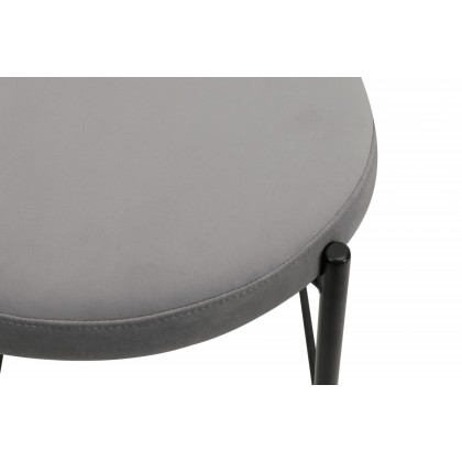 LeisureMod Euston Mid-Century Modern Wicker Bar Stool with Black Powder Coated Steel Frame and Footrest - Gray
