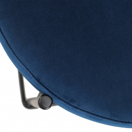LeisureMod Euston Mid-Century Modern Wicker Bar Stool with Black Powder Coated Steel Frame and Footrest - Navy Blue