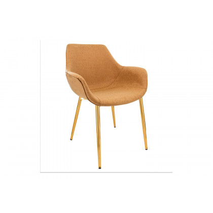 LeisureMod - Markley Modern Leather Dining Arm Chair with Black Metal Legs