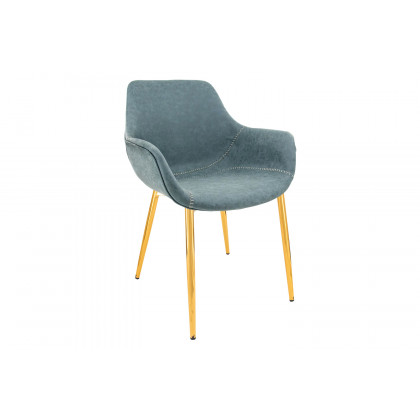LeisureMod - Markley Modern Leather Dining Arm Chair with Black Metal Legs