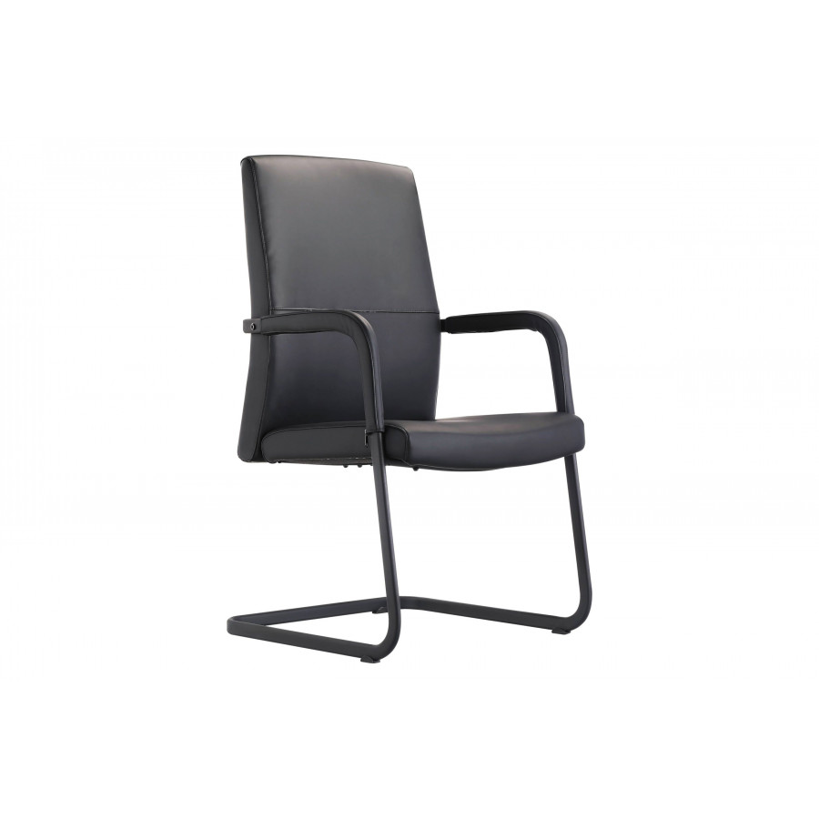 LeisureMod - Evander Mid-Century Modern Faux Leather Office Chair With Aluminum Frame