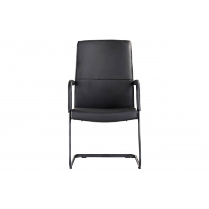 LeisureMod - Evander Mid-Century Modern Faux Leather Office Chair With Aluminum Frame