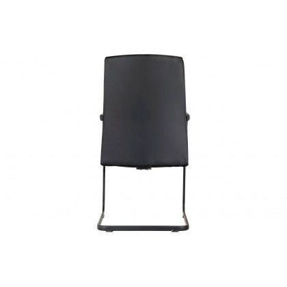LeisureMod Evander Mid-Century Modern Faux Leather Office Chair With Aluminum Frame - Black