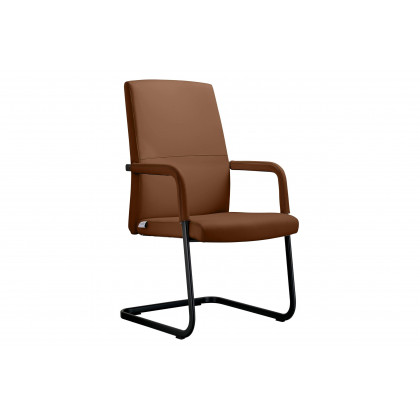 LeisureMod - Evander Mid-Century Modern Faux Leather Office Chair With Aluminum Frame