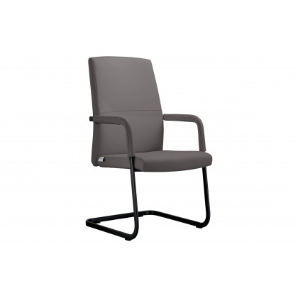 LeisureMod - Evander Mid-Century Modern Faux Leather Office Chair With Aluminum Frame