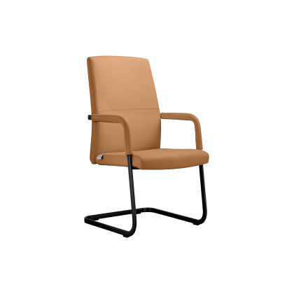LeisureMod - Evander Mid-Century Modern Faux Leather Office Chair With Aluminum Frame
