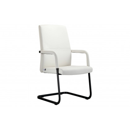 LeisureMod - Evander Mid-Century Modern Faux Leather Office Chair With Aluminum Frame