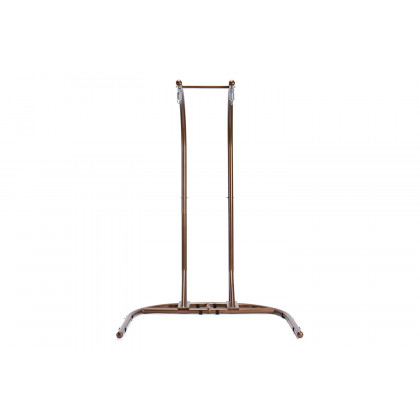 LeisureMod Wicker Hanging Double Egg Beige Swing Chair - Dark Brown