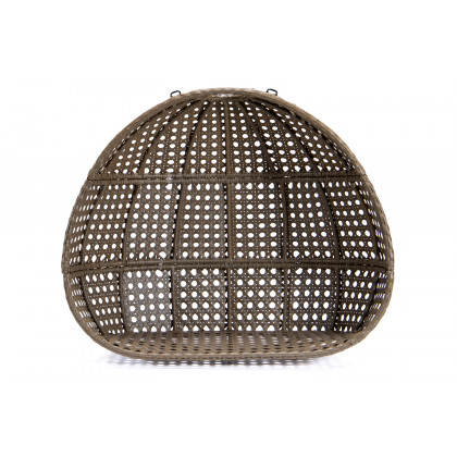 LeisureMod Wicker Hanging Double Egg Beige Swing Chair - Dark Brown