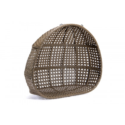 LeisureMod Wicker Hanging Double Egg Beige Swing Chair - Dark Brown