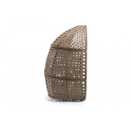 LeisureMod Wicker Hanging Double Egg Beige Swing Chair - Dark Brown
