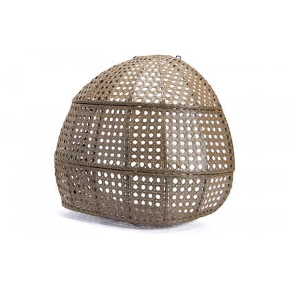 LeisureMod Wicker Hanging Double Egg Beige Swing Chair - Dark Brown