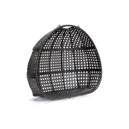 LeisureMod Wicker Hanging Double Egg Charcoal Swing Chair - Blue