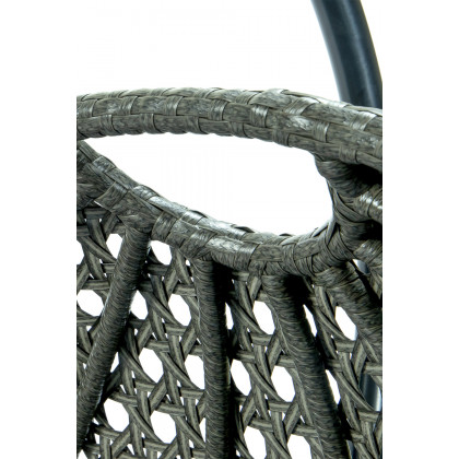 LeisureMod Wicker Hanging Double Egg Charcoal Swing Chair - Dark Red