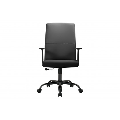 LeisureMod Evander Modern Faux Leather Office Chair in Aluminum with Adjustable Height and Swivel - Black