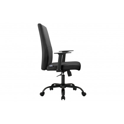 LeisureMod Evander Modern Faux Leather Office Chair in Aluminum with Adjustable Height and Swivel - Black