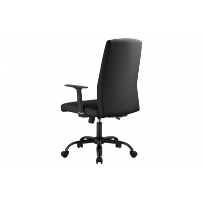LeisureMod Evander Modern Faux Leather Office Chair in Aluminum with Adjustable Height and Swivel - Black