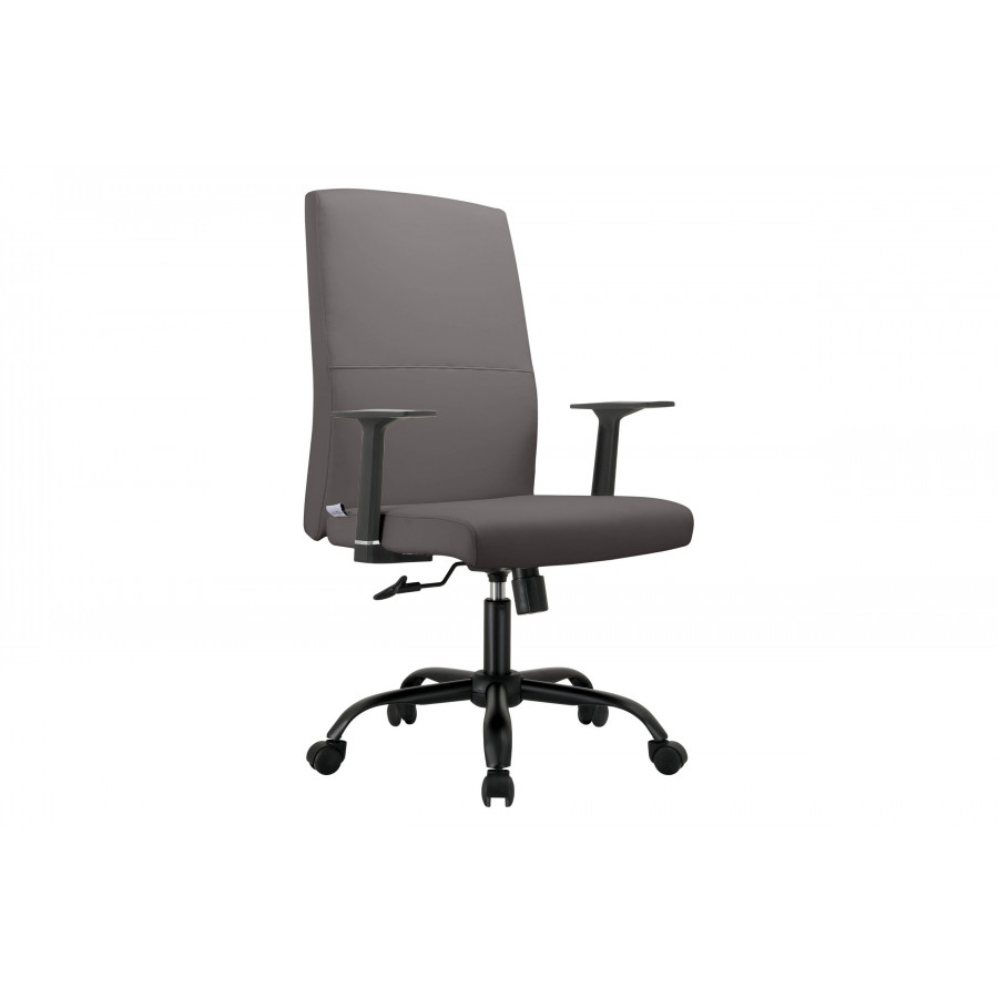 LeisureMod Evander Modern Faux Leather Office Chair in Aluminum with Adjustable Height and Swivel - Gray
