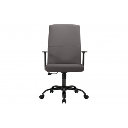 LeisureMod Evander Modern Faux Leather Office Chair in Aluminum with Adjustable Height and Swivel - Gray