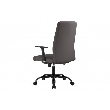 LeisureMod Evander Modern Faux Leather Office Chair in Aluminum with Adjustable Height and Swivel - Gray