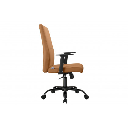 LeisureMod Evander Modern Faux Leather Office Chair in Aluminum with Adjustable Height and Swivel - Acorn Brown
