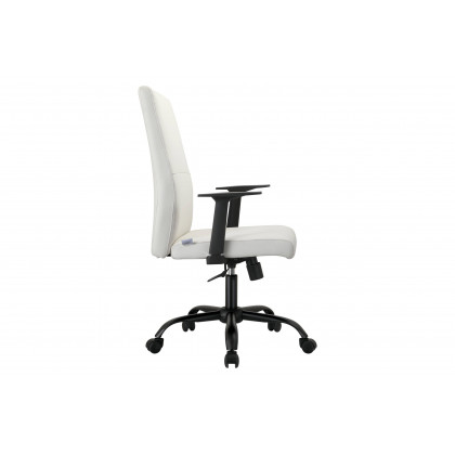 LeisureMod Evander Modern Faux Leather Office Chair in Aluminum with Adjustable Height and Swivel - White