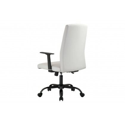 LeisureMod Evander Modern Faux Leather Office Chair in Aluminum with Adjustable Height and Swivel - White