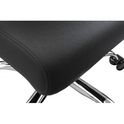 LeisureMod Evander Mid-Century Modern Swivel Office Chair in Faux Leather with Adjustable Height - Black