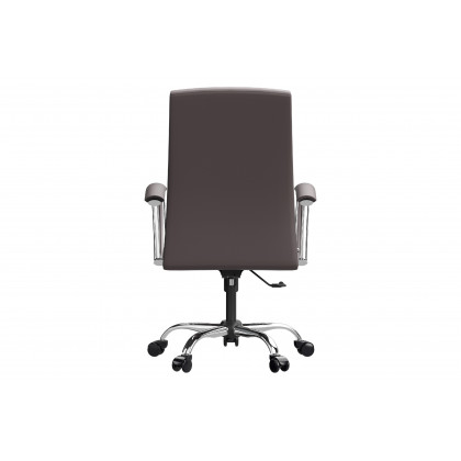 LeisureMod Evander Mid-Century Modern Swivel Office Chair in Faux Leather with Adjustable Height - Gray