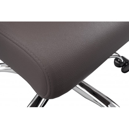 LeisureMod Evander Mid-Century Modern Swivel Office Chair in Faux Leather with Adjustable Height - Gray