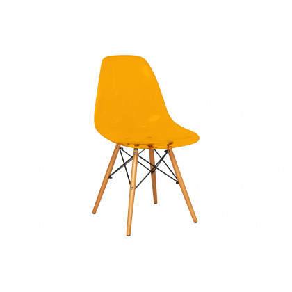 LeisureMod Dover Molded Side Chair (Set Of 2) - Transparent Orange
